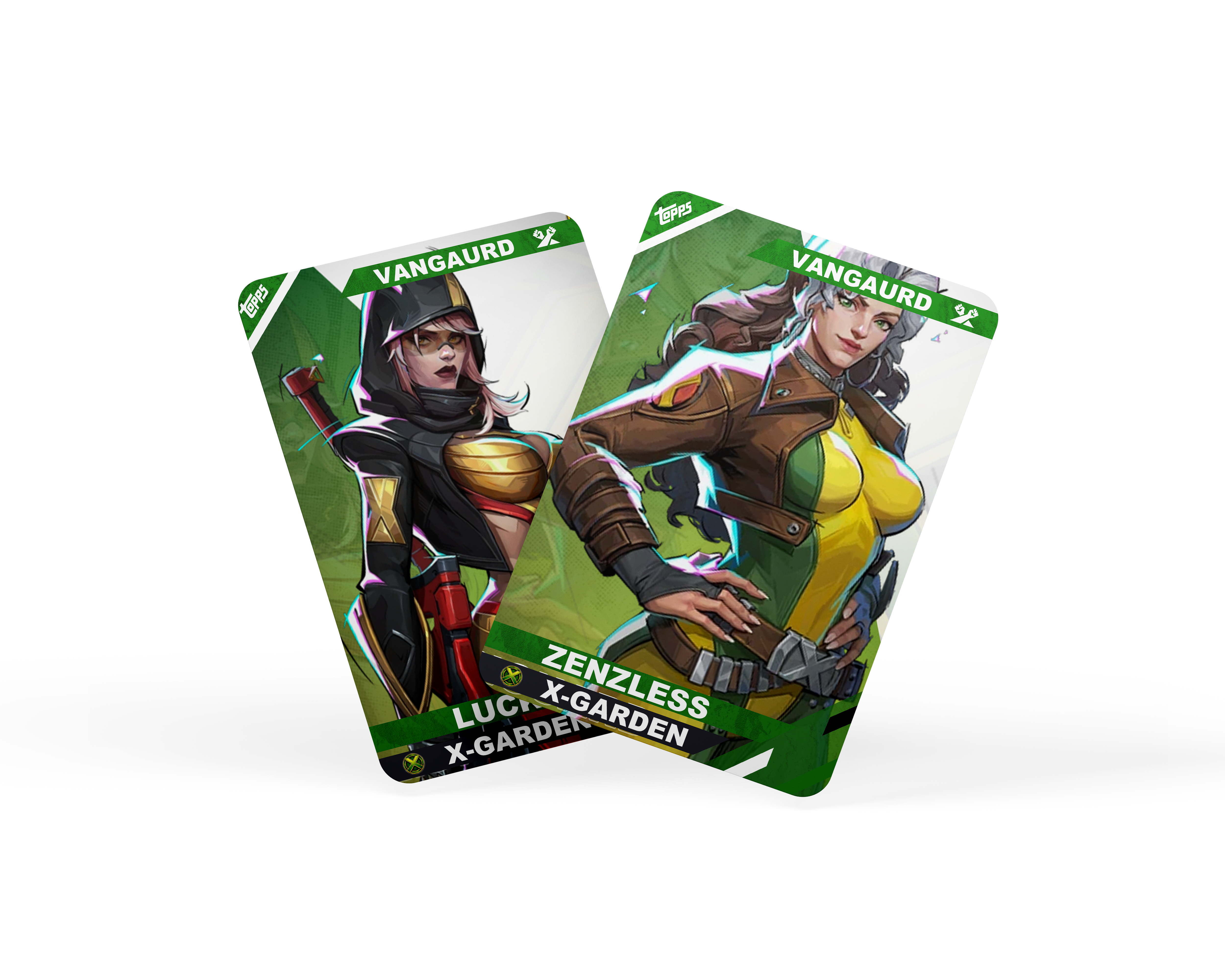 Trading card logo and asset presentation